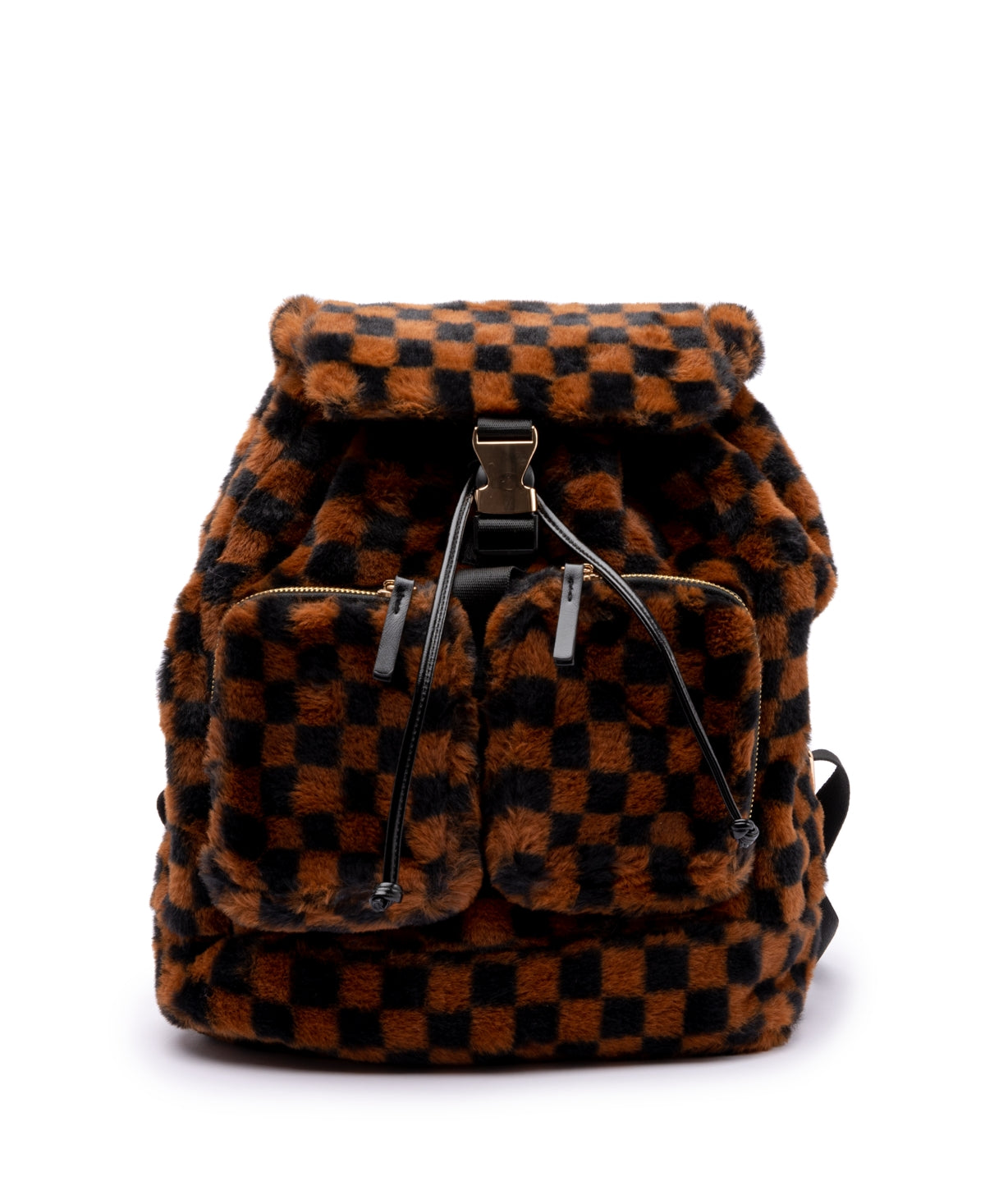 Mochila utilitária xadrez feminina Skinnydip London, preta, tamanho regular