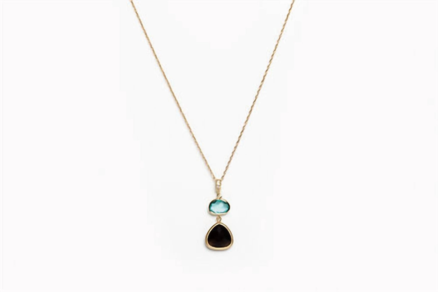 Avenue Chic - Women's Two Drop Oval Orchid Necklace
