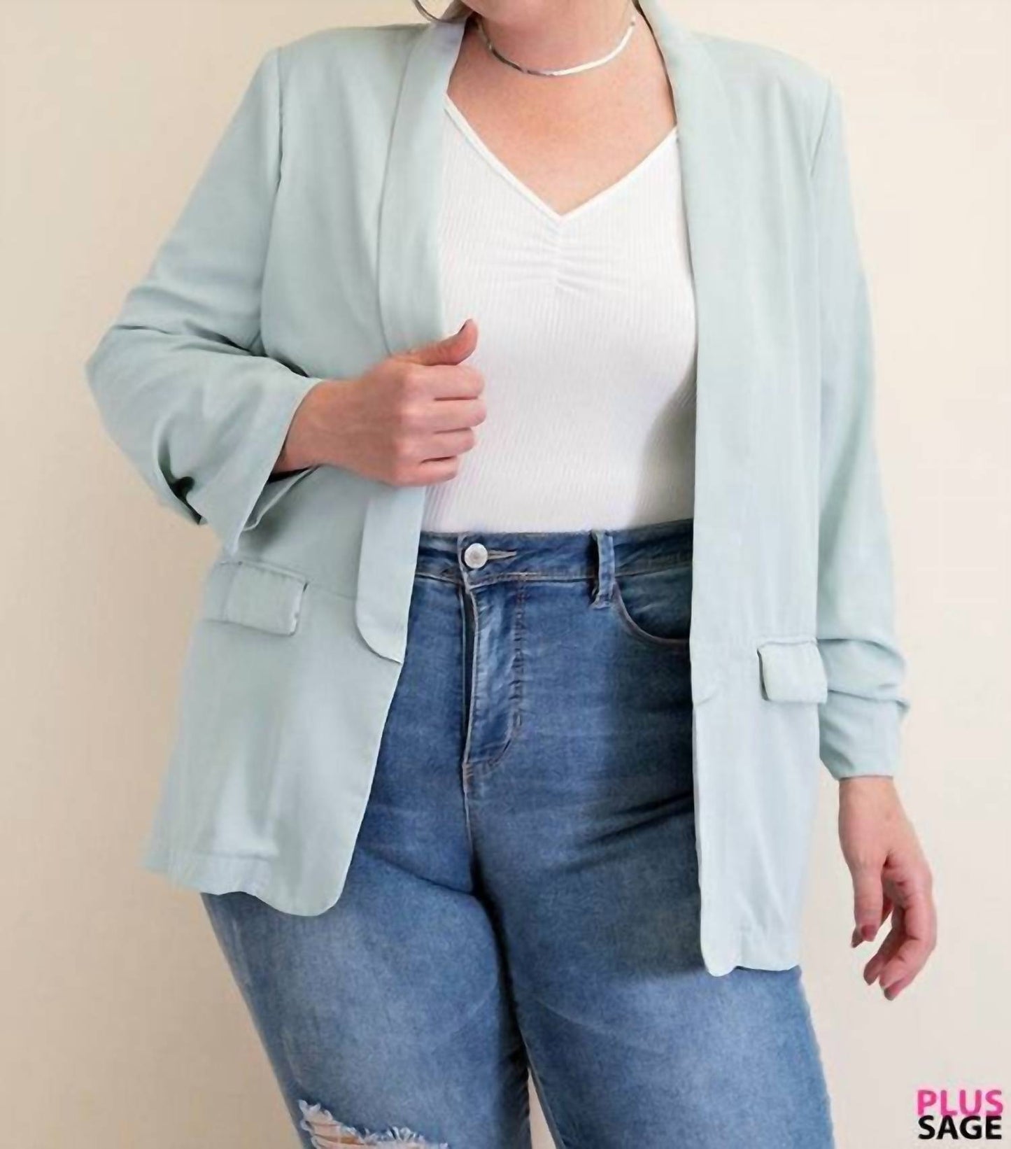 Kori - Long Sleeve Button Blazer - Plus