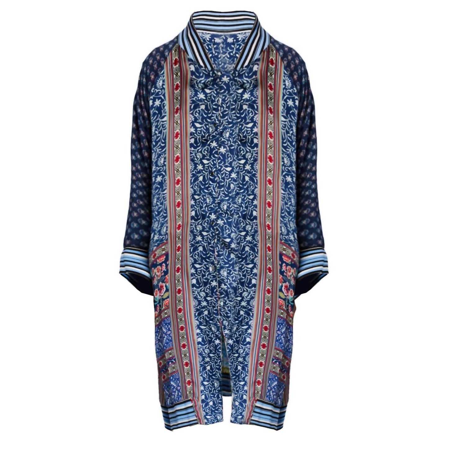 Johnny Was - REVERSIBLE LONG FIORI SILK TWILL KIMONO COAT