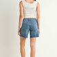 Just Black Denim - Midrise Bermuda Frayed Hem Short