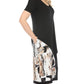 Joseph Ribkoff - Abstract Print Short Sleeve Midi Cocoon T-shirt Dress