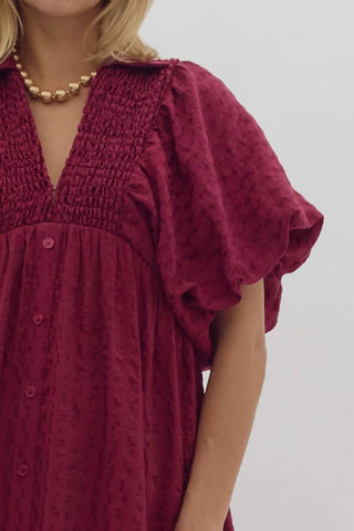 Entro - Bubble Sleeve Midi Dress