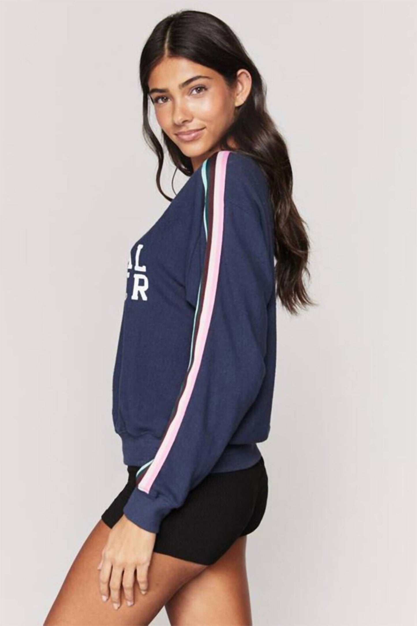 Spiritual Gangster - Stripe Malibu Crew Neck Graphic Print Sweatshirt