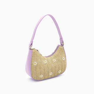 Like Dreams - Bolsa de ombro feminina Nyomi com alça superior e estampa floral de palha