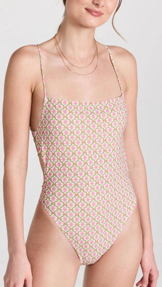 Tory Burch - Maiô feminino com bojo e alça ajustável, estampado, Vauban Diamond