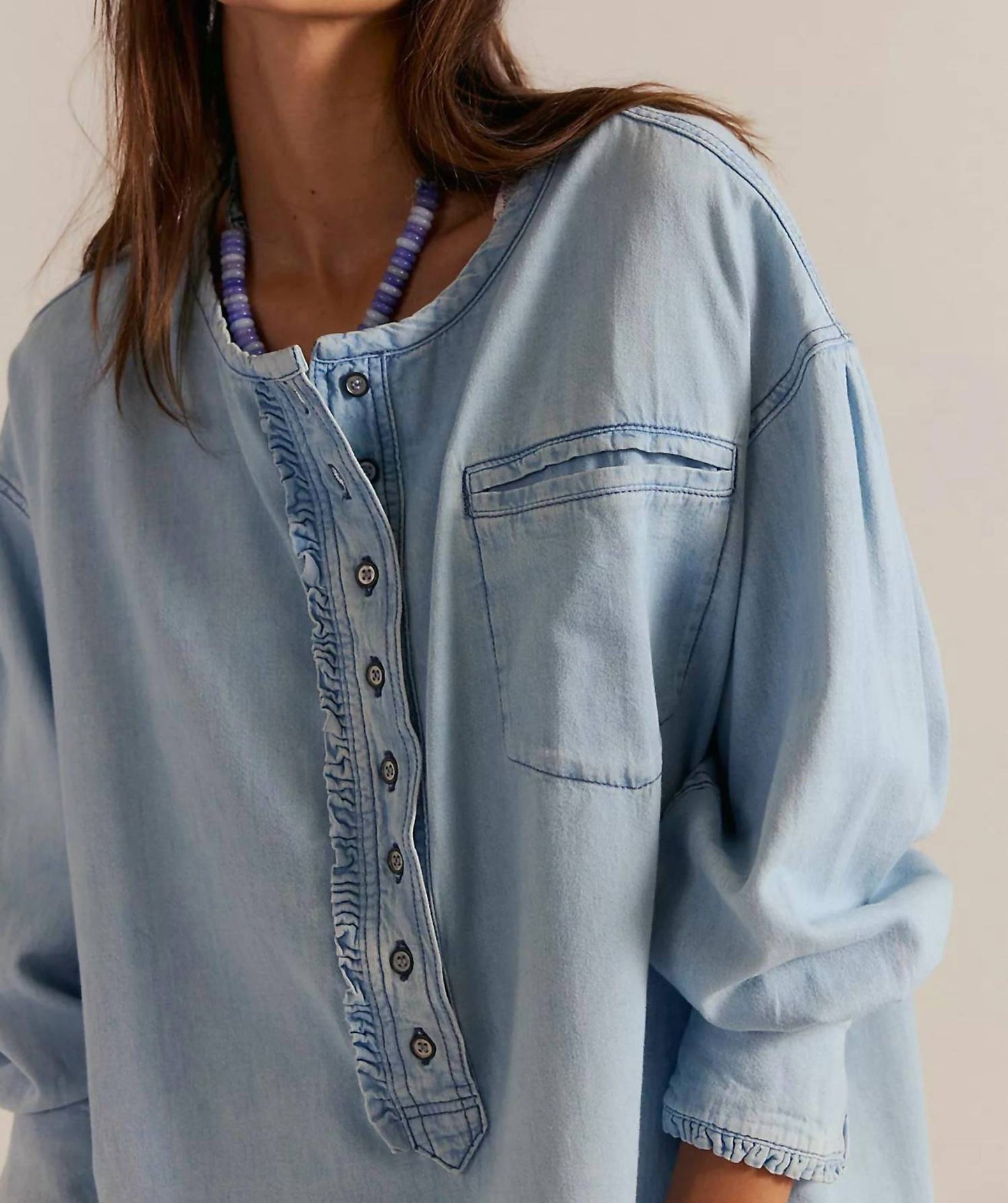Free People - Women's Denim Dreaming Pullover Top