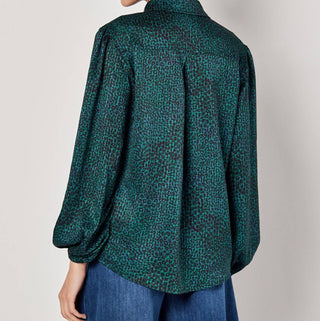 Apricot - Animal Print Self Stripe Satin Shirt