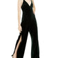 Teeze Me Womens Velvet Criss Cross Back Jumpsuit Green 1
