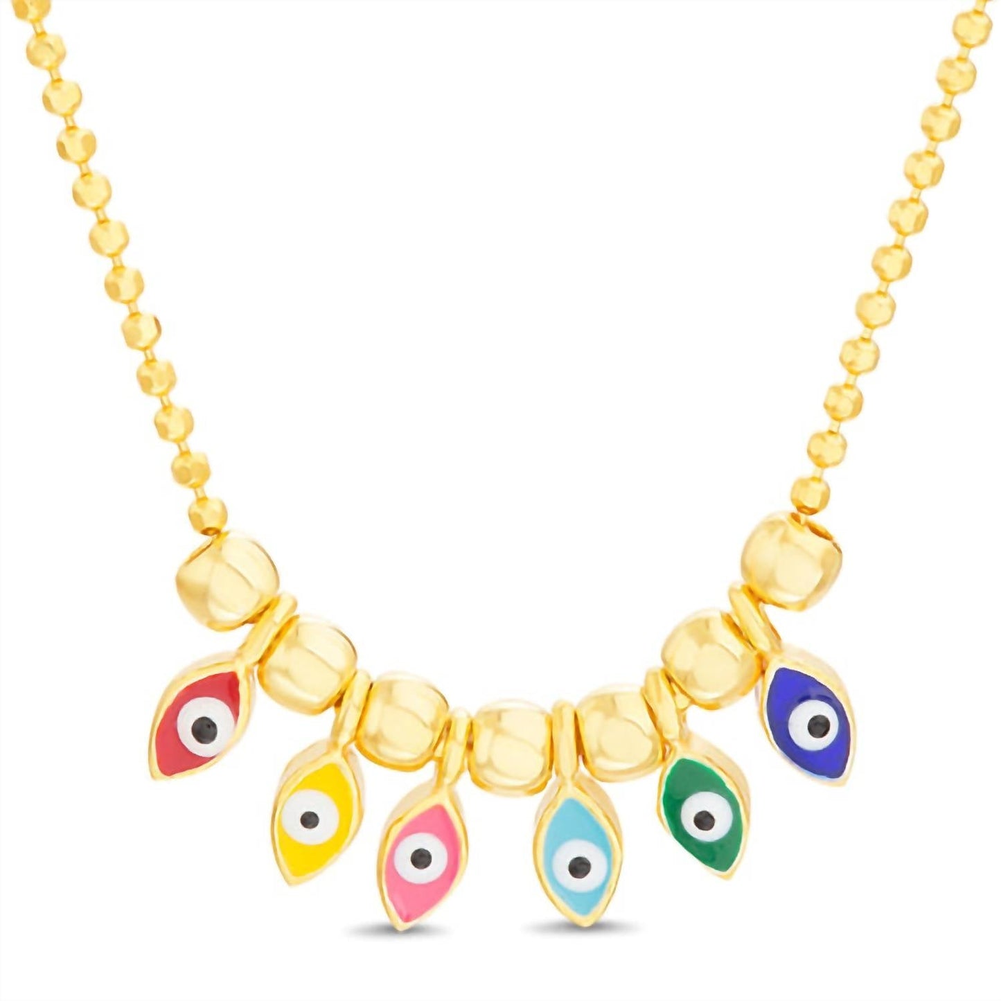Allyanna Gifts - Women's Sterling Silver Gold Plated Enamel Evil Eye Beaded Necklace
