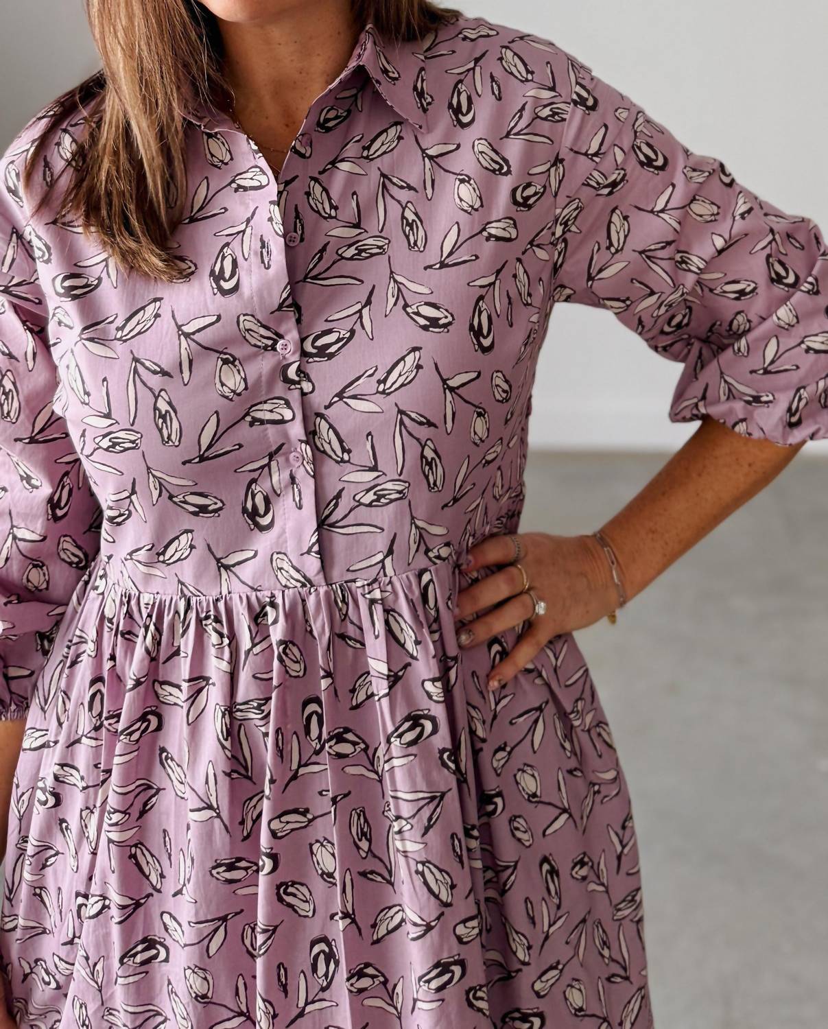 Aureum - Presley Pintuck Midi Shirt Dress