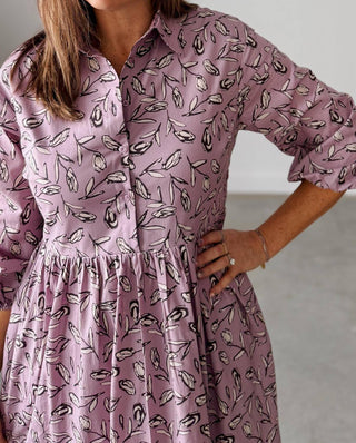 Aureum - Vestido midi com estampa Presley Pintuck