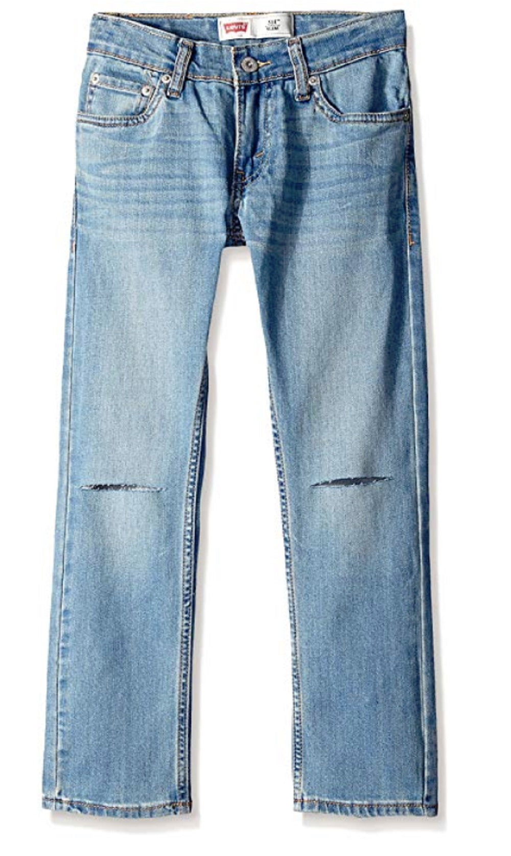 Calça jeans Levi's Boys 511 Slim Fit Busted Knee, tamanho 10 Regular, lavada na praia
