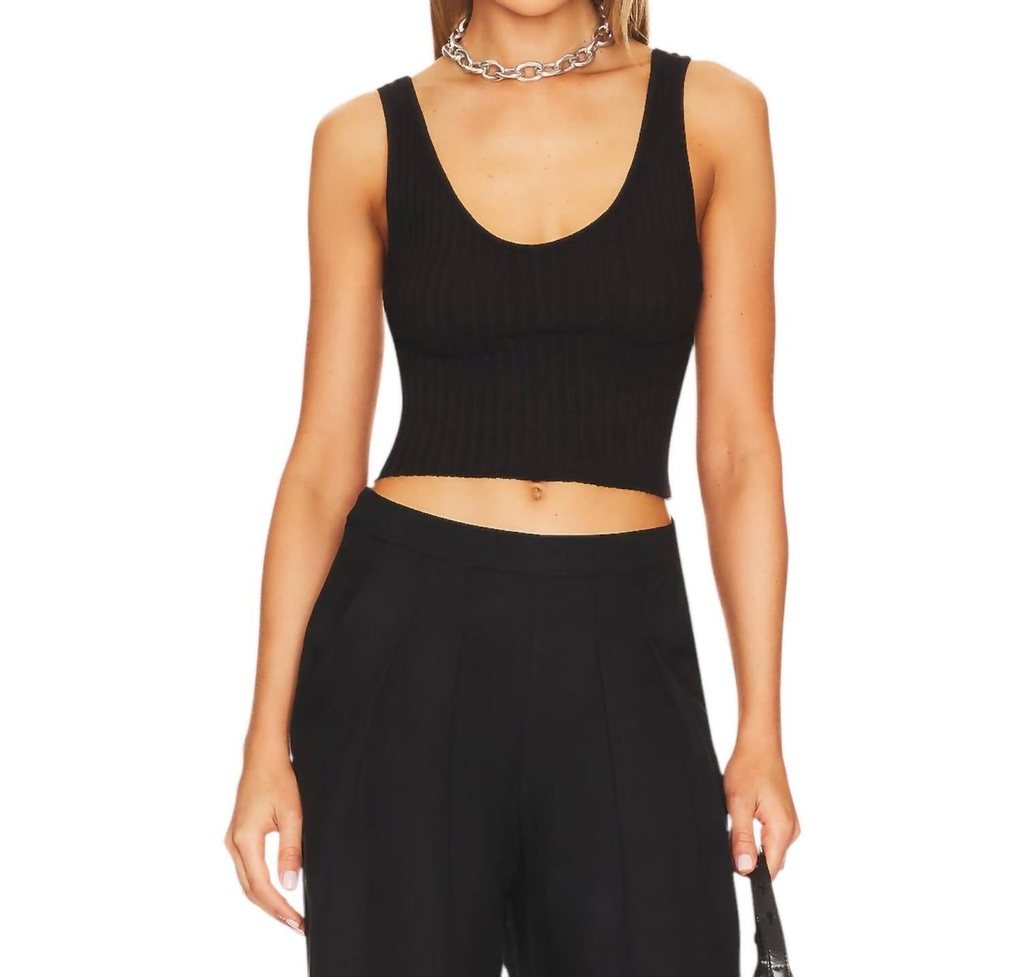 Enza Costa - Rib Sweater Knit Scoop Tank Top