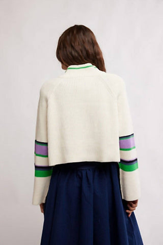 Free People - Suéter listrado Greta com meio zíper