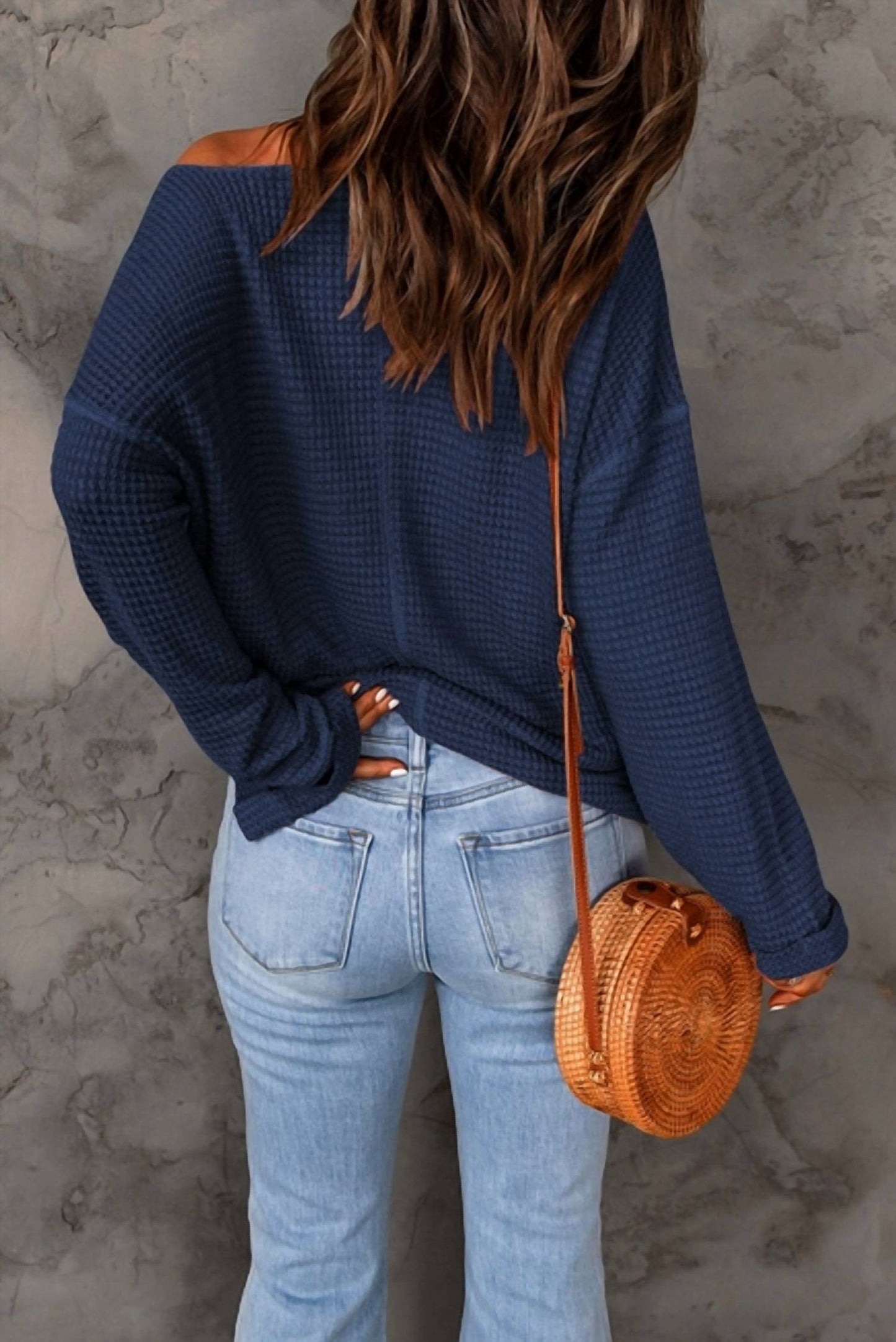 1 The Woman - Whitney Waffle Knit Long Sleeve Top