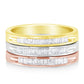 10K Yellow, White and Rose Gold over .925 Sterling Silver 5/8 Cttw Diamond Channel-Set Stackable Band Ring Set (H-I Color, I1-I2 Clarity) - Size 6 3/4