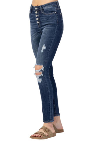 Judy Blue - Calça jeans skinny com blazer e botões