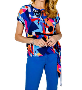 Frank Lyman - Blusa de malha com manga curta e amarração lateral