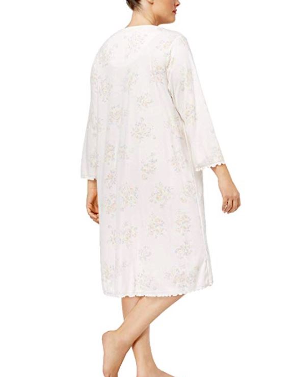 Camisola feminina Miss Elaine Plus Size de malha com babados e estampa floral neutra, tamanho 2 - extra grande