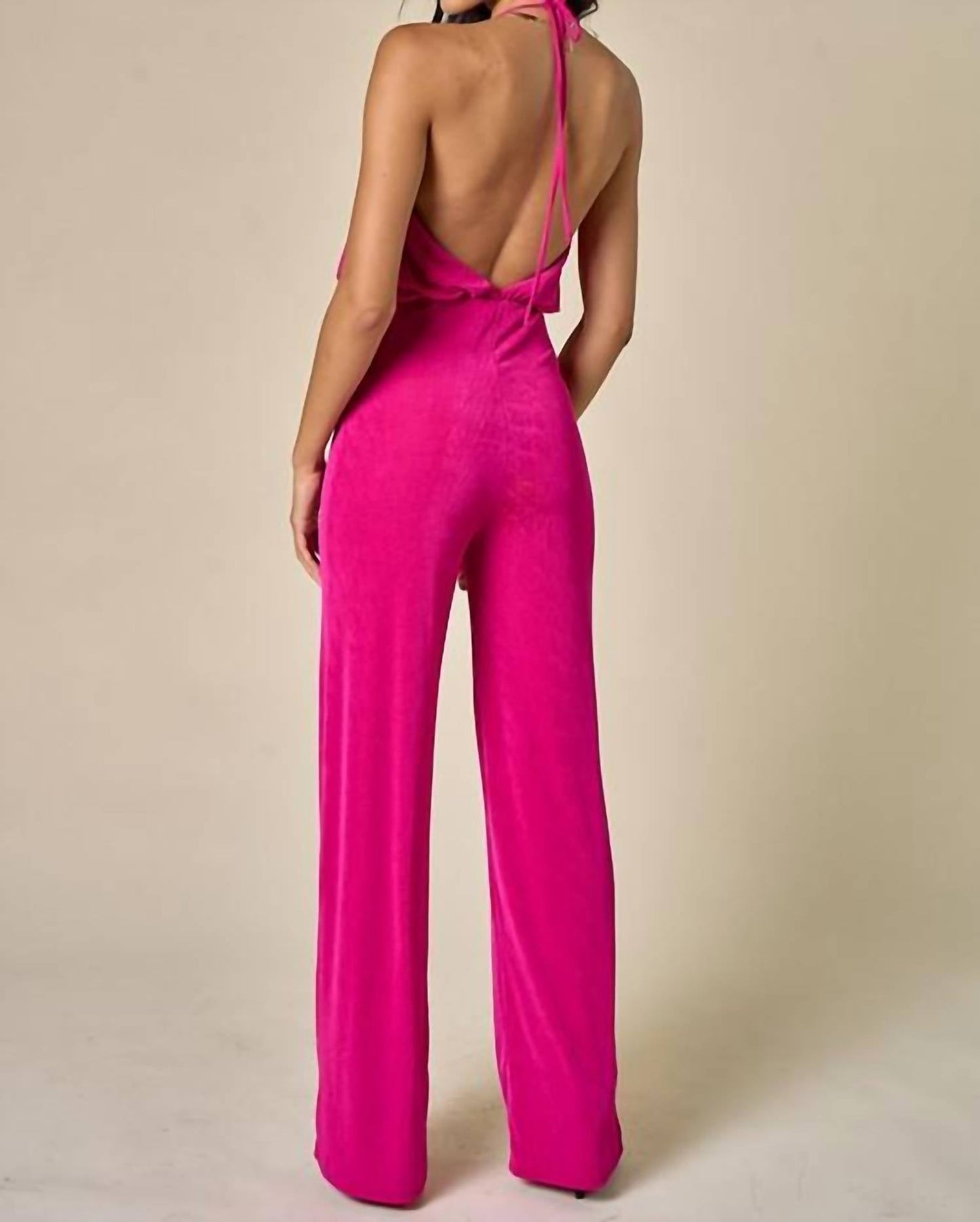 Blue Blush - Halter Neck Open Back Jumpsuit