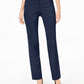 Calça feminina JM Collection, comprimento pequeno, ajuste curvilíneo, perna justa, azul-marinho, tamanho 14