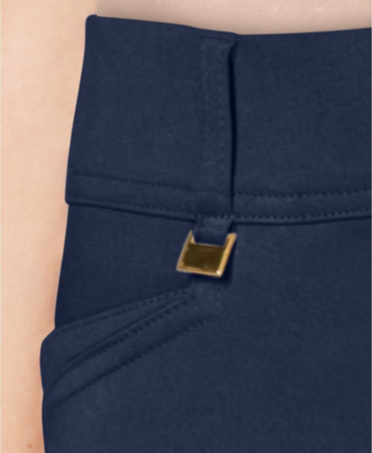 Calça feminina JM Collection, comprimento pequeno, ajuste curvilíneo, perna justa, azul-marinho, tamanho 14