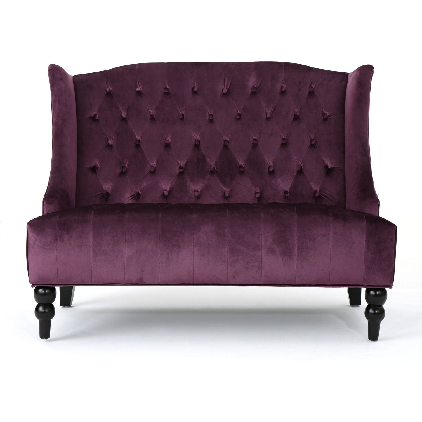 Nurturing Upholstered Loveseat With Wing Back And Diamond Tufting