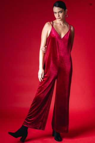 Silk & Salt Dangerously Jumpsuit Velvet Wine