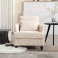 Modern Mid Century Wood Frame Armchair With Tufted Design