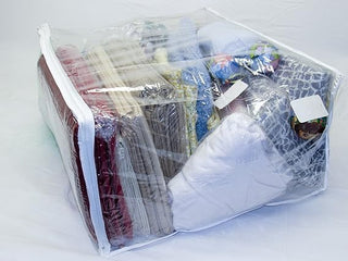 Conjunto de 5 sacos de armazenamento de vinil transparente com zíper 25 x 21 x 11 polegadas 