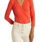 Lauren Ralph Lauren Women’s Surplice Jersey Top Hyannis Port Orange Medium