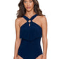 MagicSuit Women's Swimwear Square Cut Liza Underwire Adjustable One Piece Swimsuit, Navy, 16