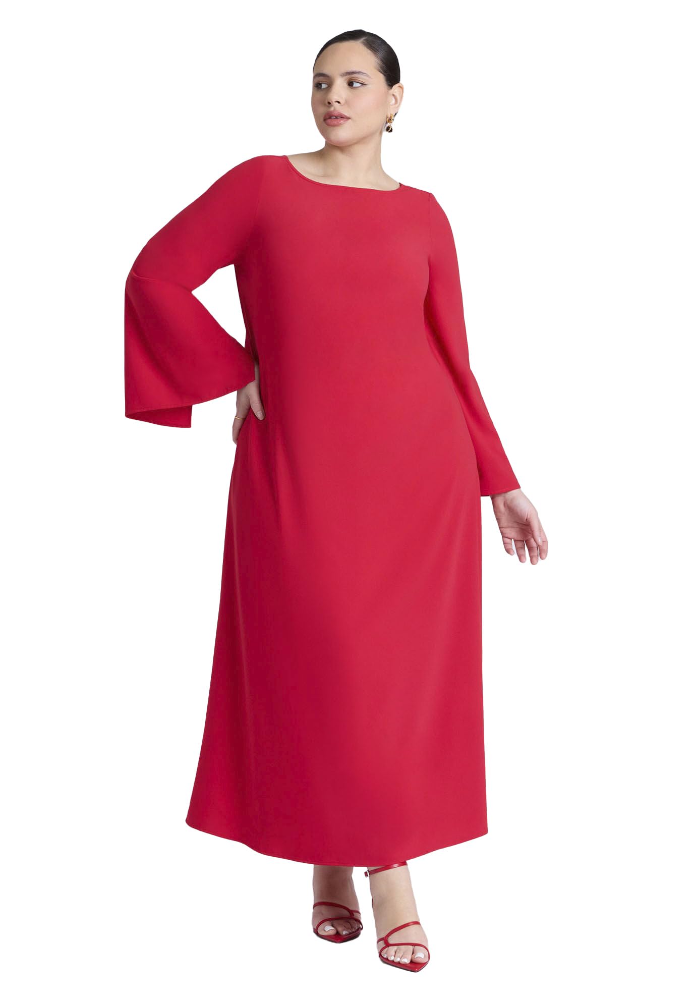 ELOQUII Women's Plus Size Back Drape Maxi Dress - 24, High Risk Red
