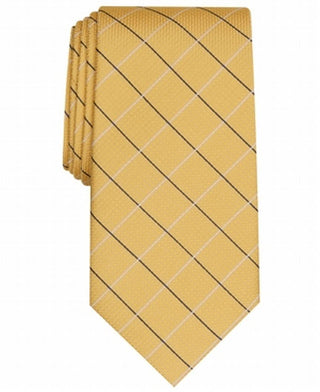 Club Room Mens Kelley Grid Silk Blend Plaid Neck Tie Yellow O/S