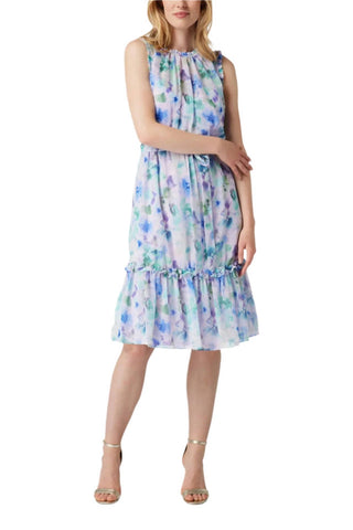 Adrianna Papell - Crewneck Sleeveless Chiffon Midi Dress