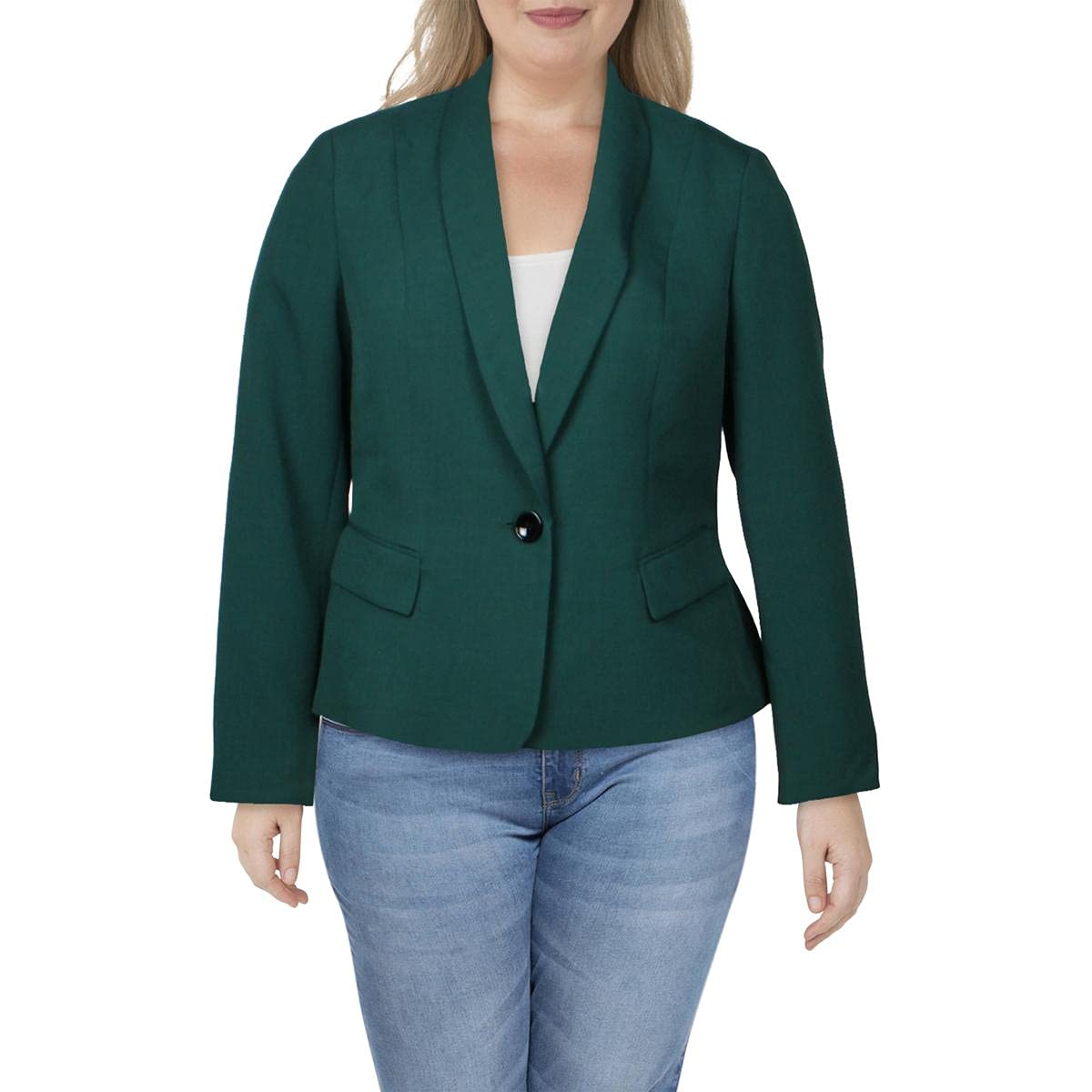 Kasper Women's Shawl Collar One-Button Blazer - Evergreen