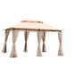 Khaki Outdoor Patio Gazebo Canopy Tent with Ventilated Double Roof