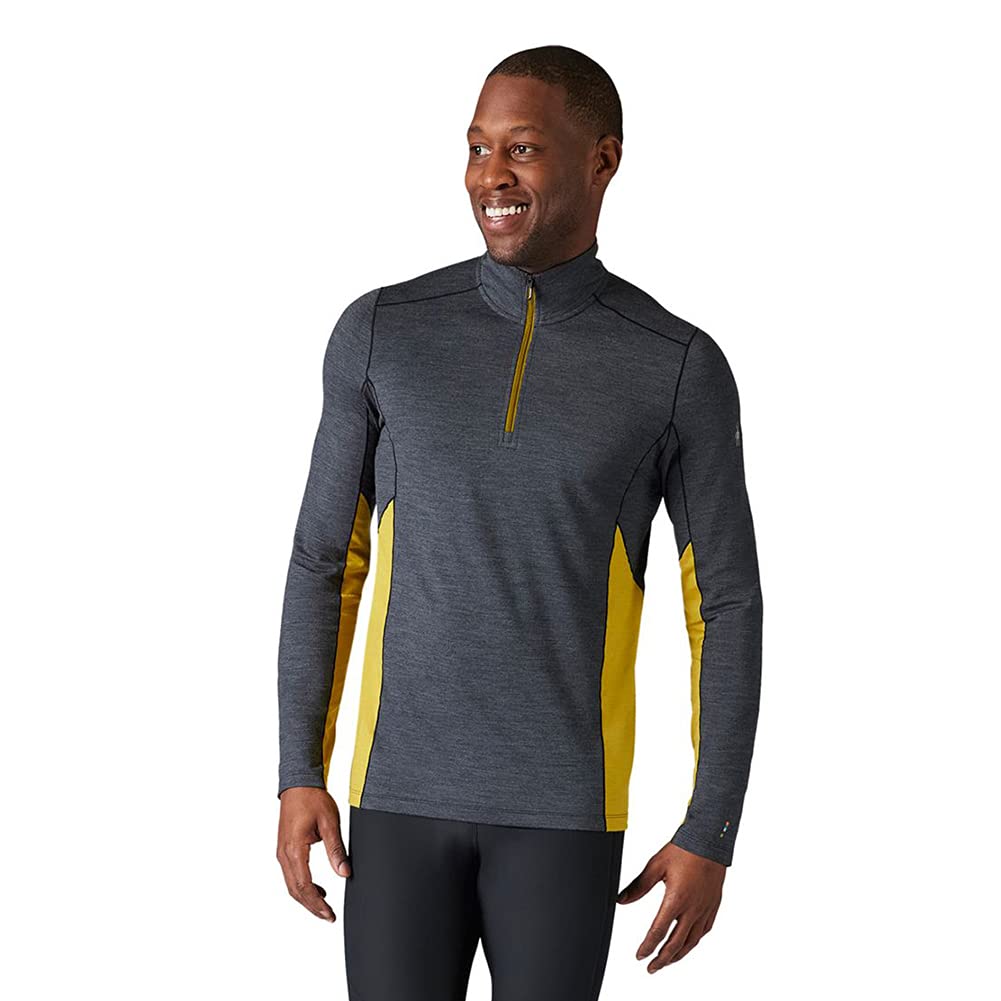 Smartwool Men's Merino Sport 150 Long Sleeve Zip - Charcoal Heather/Golden Olive