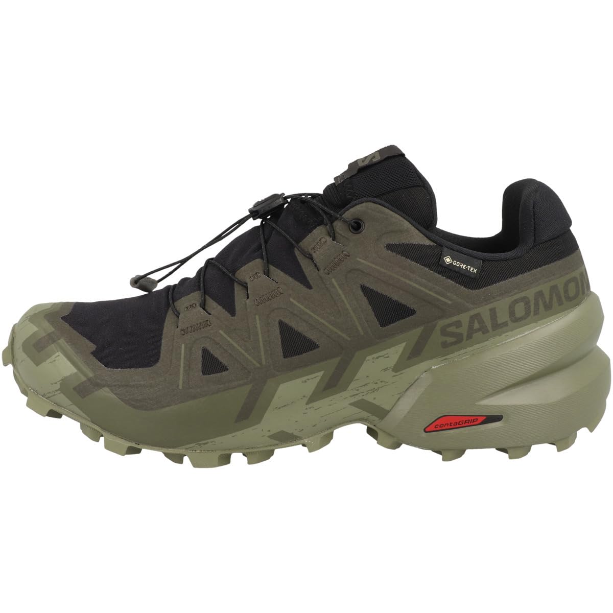 Salomon Men's Speedcross 6 Trail Running Shoes Black and Deep Lichen Green 8.5 Medium