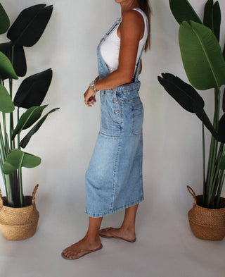 Free People - Bardot Denim Skirtall Overalls