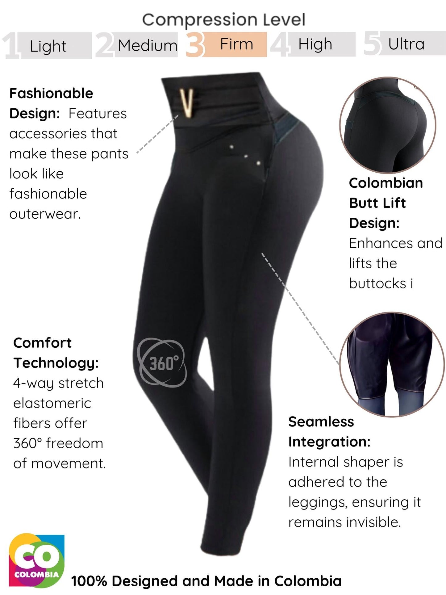 Siluets - Women's High-waisted Shapewear Dress Pants With Powernet And Butt Lift