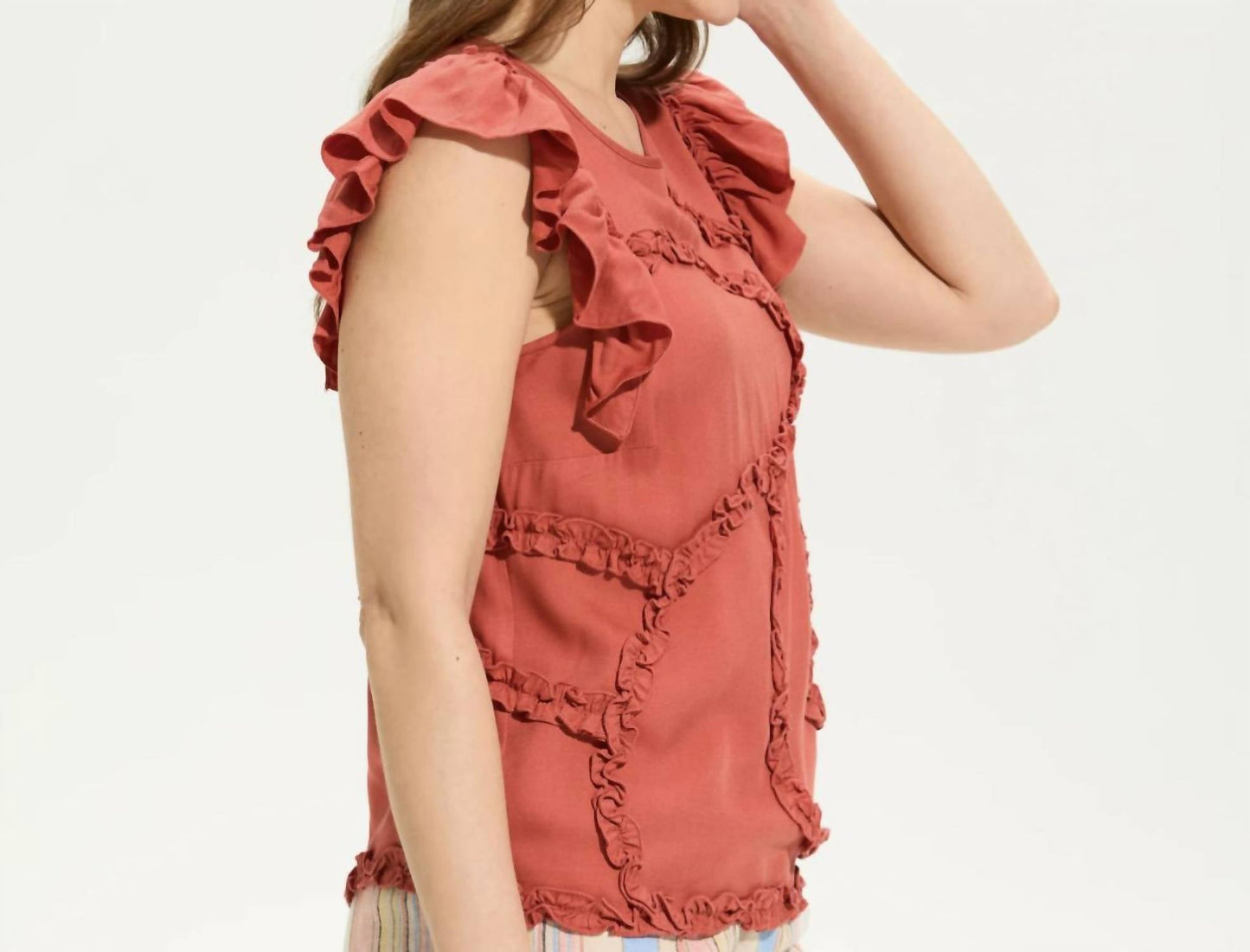 Fdj - Embelished Flutter Sleeve Top