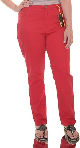 Jeans feminino estilo &amp; co, cintura alta, slim, tamanho 0, vermelho, tamanho médio