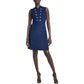 Tommy Hilfiger Womens Crepe Embellished Sheath Dress Navy 4