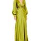 V-Neck Bishop Sleeve Charmeuse Gown by Mac Duggal