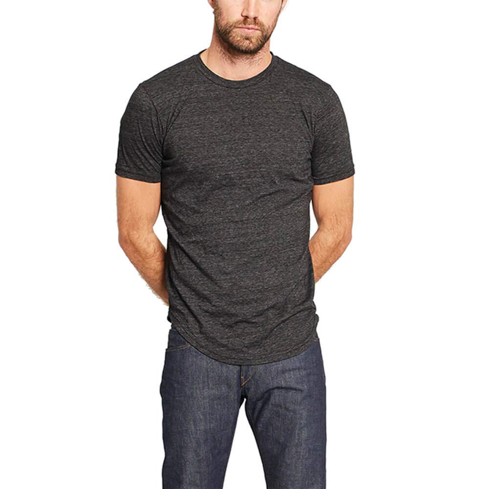 GOODLIFE Men's Tri-Blend Scallop Crew T-Shirt | Lightweight and Breathable Curved Hem Tee Made in The USA, Black, X-Large