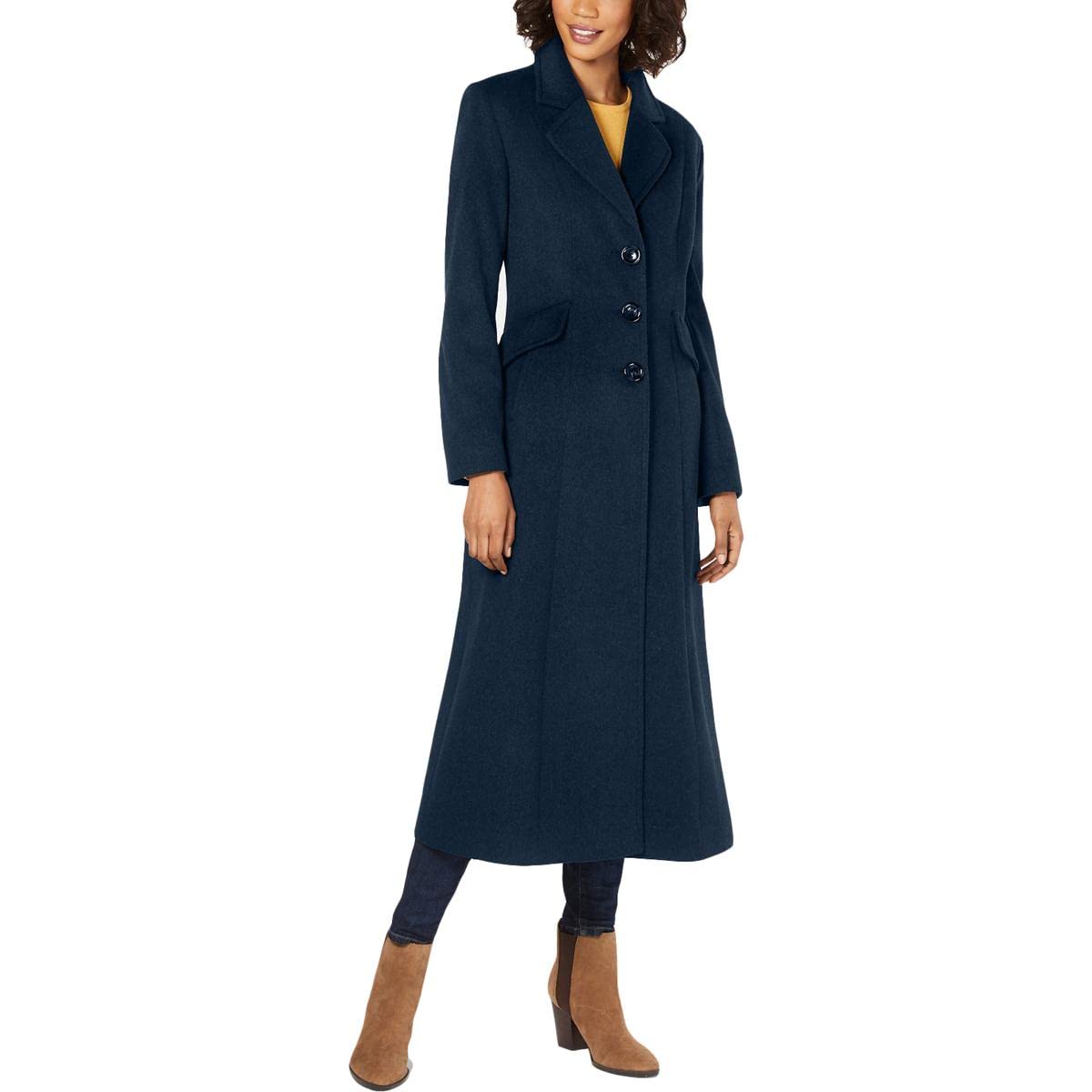 Women's Wool Blend Maxi Coat - Black