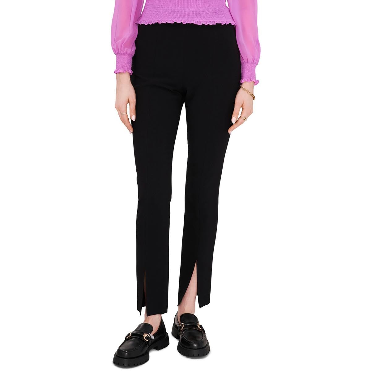 1.STATE Womens Front Slit High Rise Ankle Pants Black 12