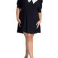 ELOQUII Women's Plus Size Contrast Collar Mini Dress - 18, Black Onyx